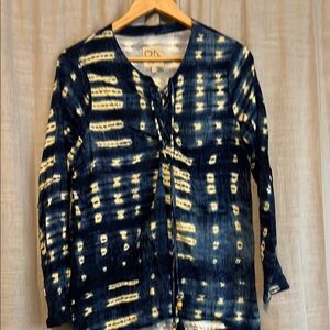 Women's Tie-Dye Blouse - Navy and Cream